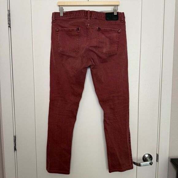RVCA Spanky Denim Jeans Mens Sz 33 Red Slim Straight Stretch Outdoor Comfort - Picture 5 of 15